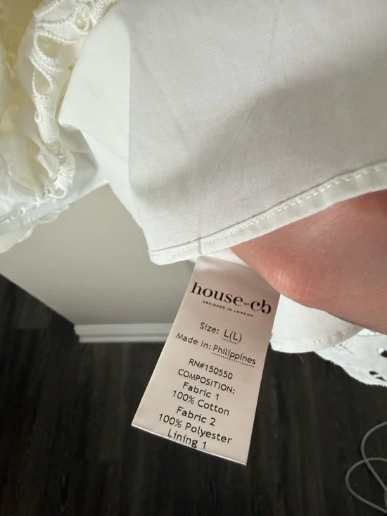 House of CB Lavina White Custom Lace + Cotton Broderie Anglaise Mini Dress - Picture 13 of 14